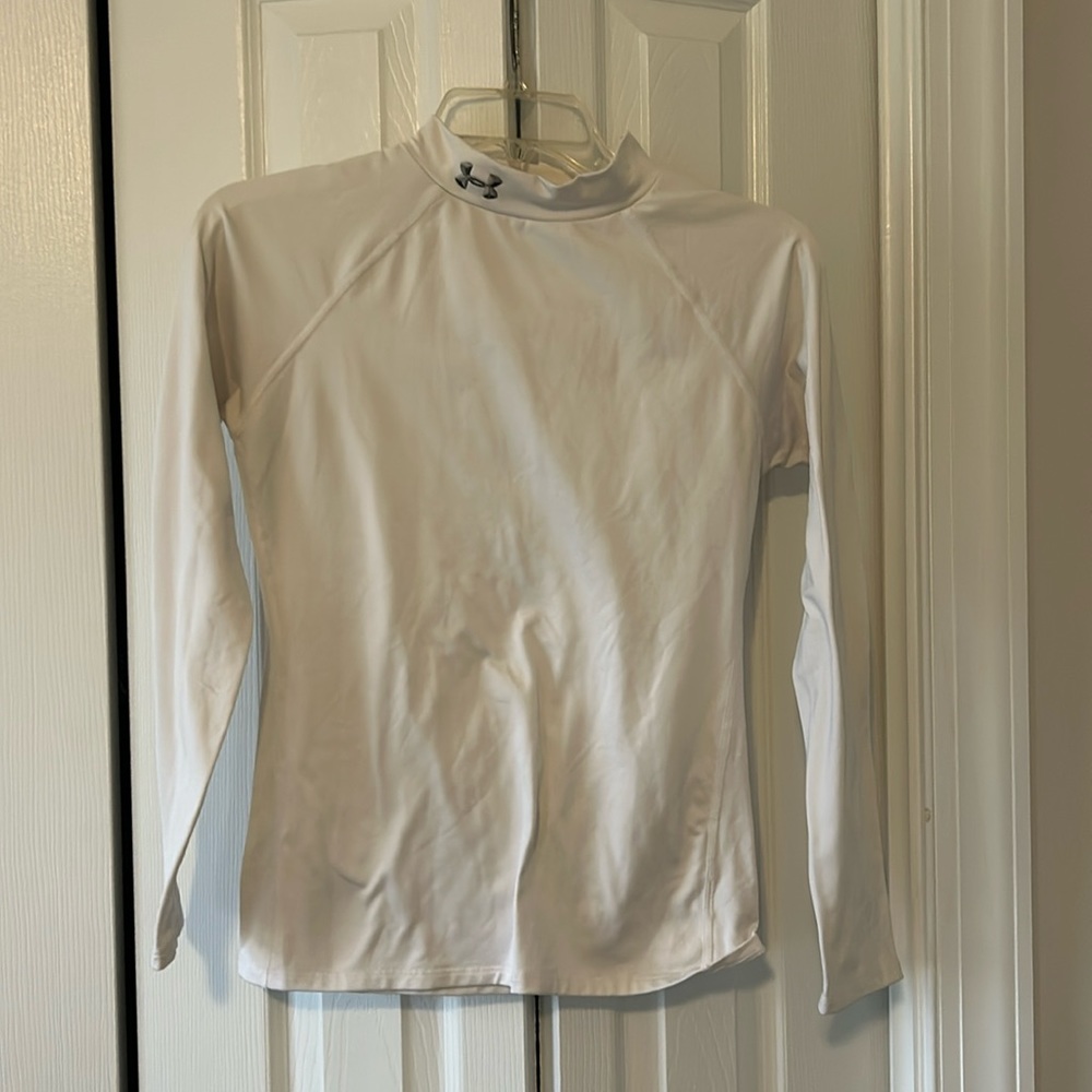 Youth White Underarmour Long Sleeve
